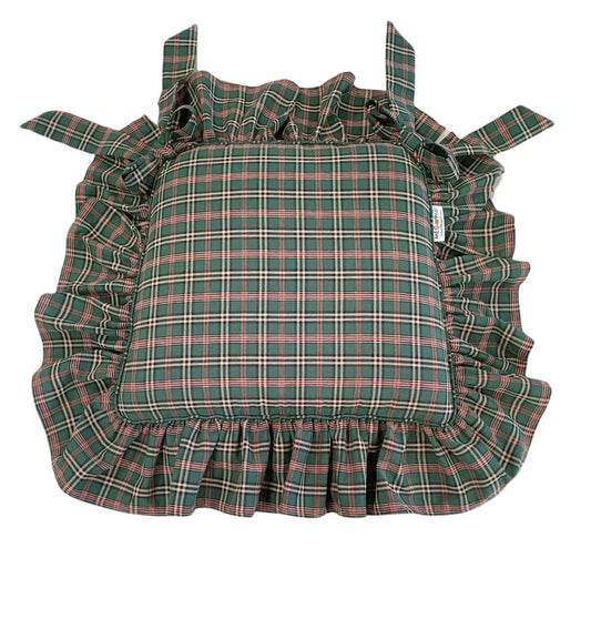 Cuscino per sedia sagomato - Green check con una balza