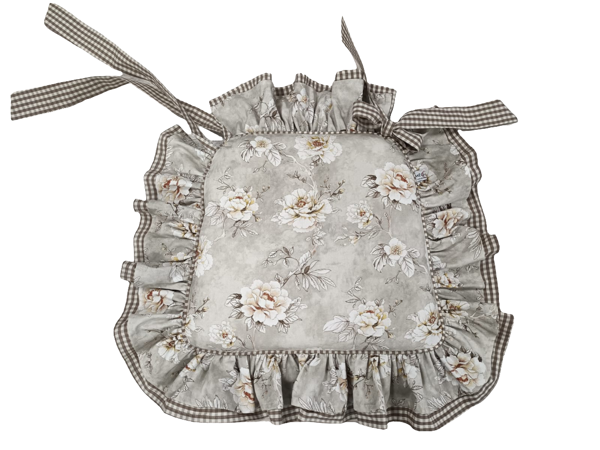 Cuscino per sedia sagomato con doppia balza VITTORIA