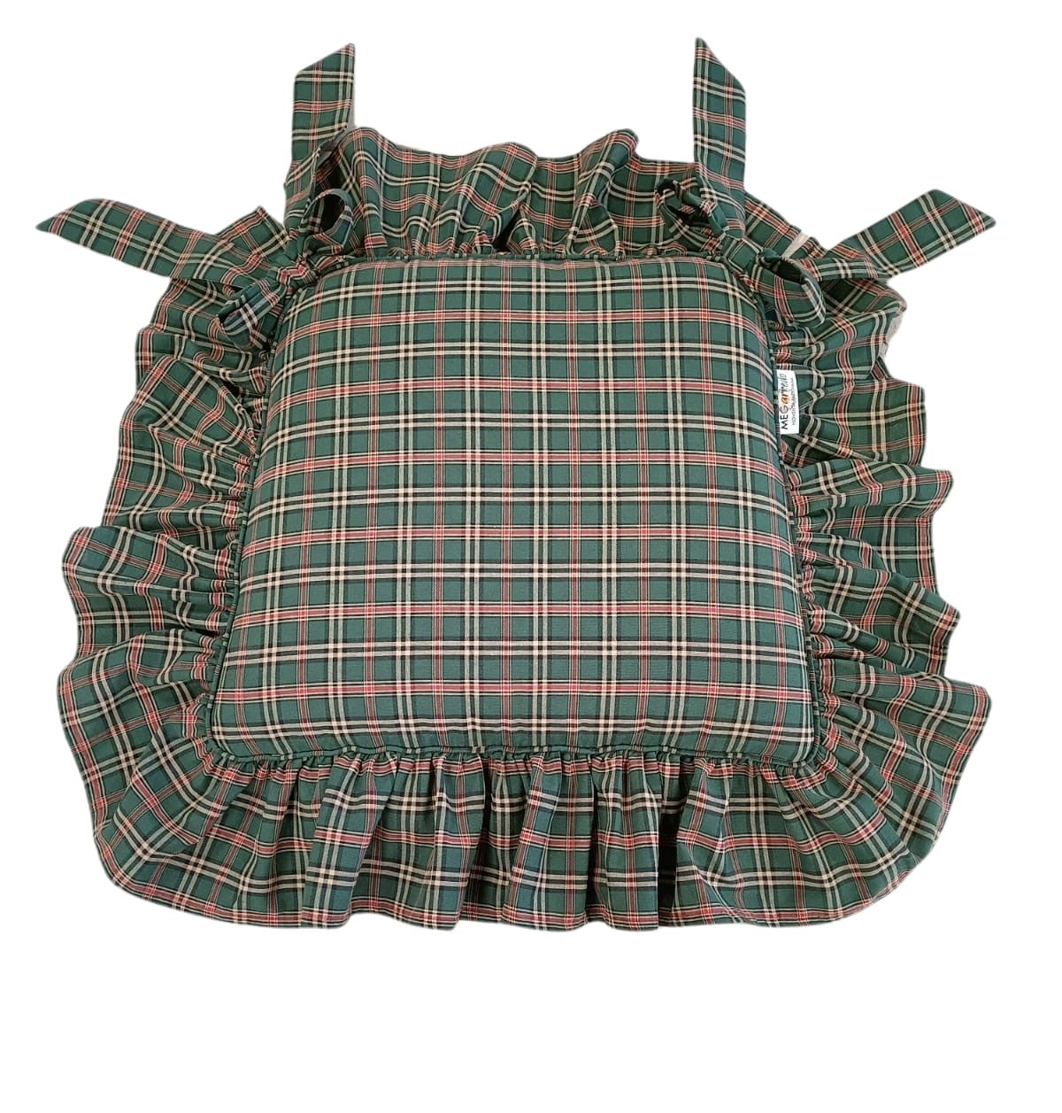 Cuscino per sedia sagomato - Green check con una balza